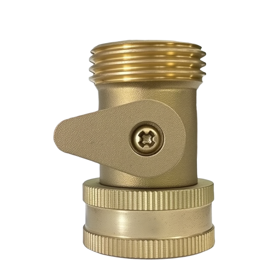 2613  Brass connector with shut-off-A